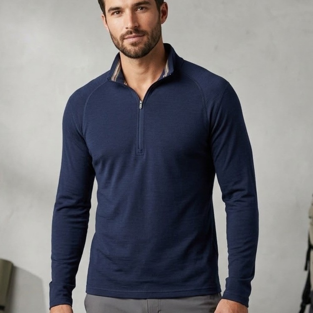 Smartwool Classic Thermal Merino Wool 1/4 Zip Base Layer Navy Blue Men's Large